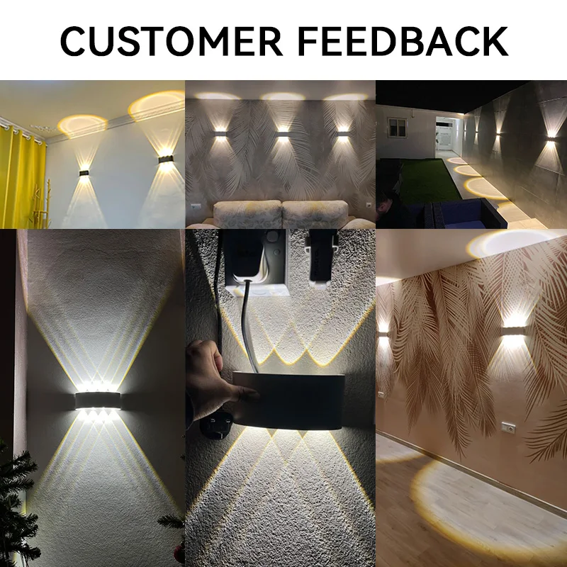 Aluminum LED Wall Lamp Waterproof IP65 Outdoor Garden Lights 8W 12W Interior Wall Light for Bedroom Living Room Stairs Lighting - Image 5