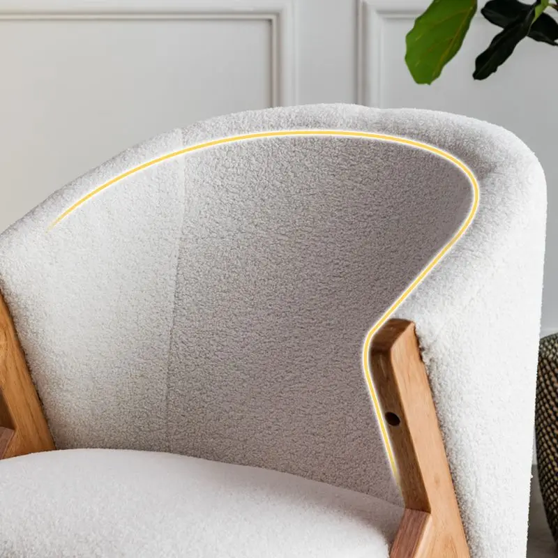 Upholstered Barrel Chair in Apricot Color/Dove Grey/Yellow for Drawing Room with Arms, Fino Base, Fixed Back and Cushion in Foam - Image 5