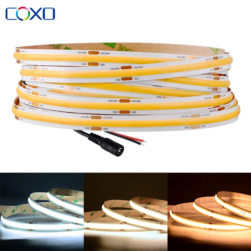 UL Listed COB LED Strip Light 320 480 LEDs/m 16.4ft High Density Flexible Tape Ribbon 3000-6500K RA90 Led Lights DC12V 24V - Image 3