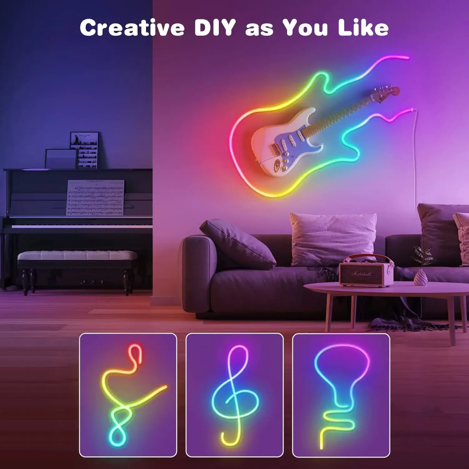 DC5V RGBIC Neon LED Strip Lights Neon Rope Light with Music Sync DIY RGBIC Dreamcolor Chasing Strip Tape for Home Decor Lighting - Image 5
