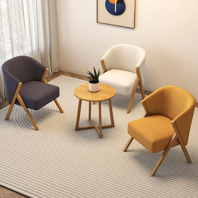 Upholstered Barrel Chair in Apricot Color/Dove Grey/Yellow for Drawing Room with Arms, Fino Base, Fixed Back and Cushion in Foam - Image 2