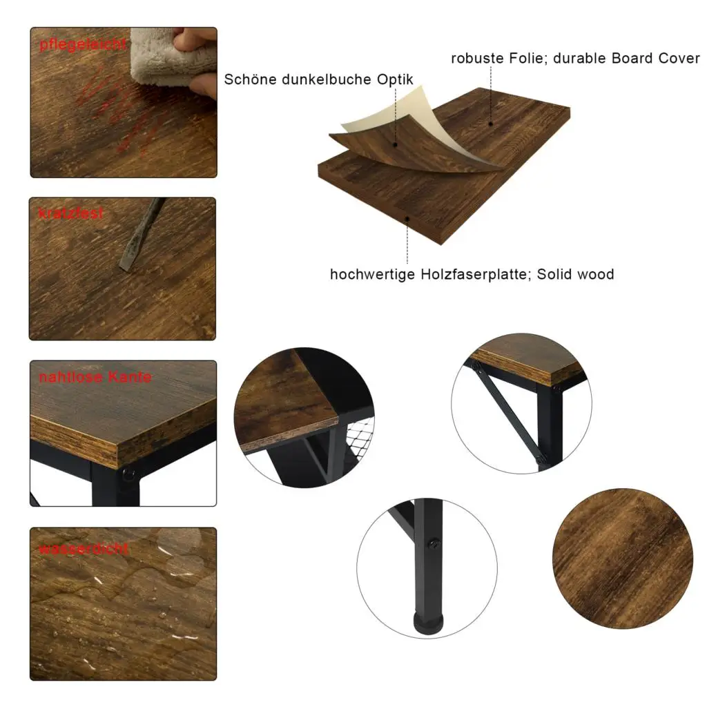 Office Desk Computer Work Table Laptop Stand with Side Shelf 120x60x75cm PC Game Table For Office Furniture Bedroom Decoration - Image 5