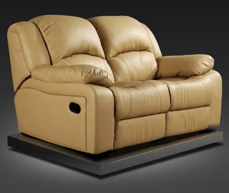 Antique European Creative cow real genuine leather chair single living room sofa chairs swivel chair functional chair recliner - Image 5