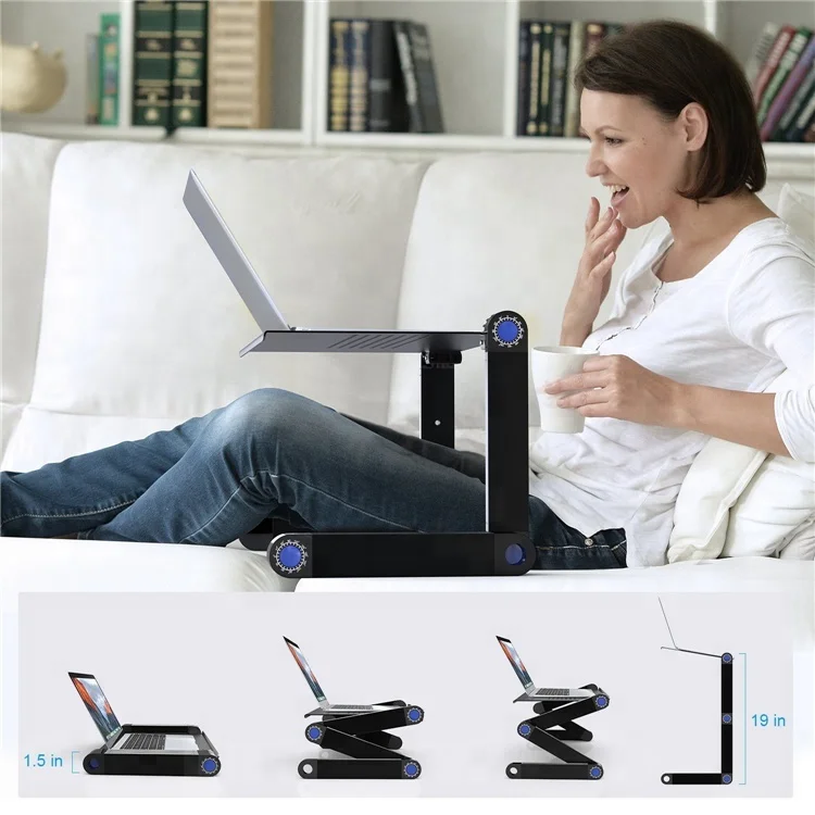 Adjustable Aluminum Computer PC Desk, Portable Laptop Table Stand, Home Bed, Office Laptop Holder with Mouse Pad, 360 Degree - Image 2