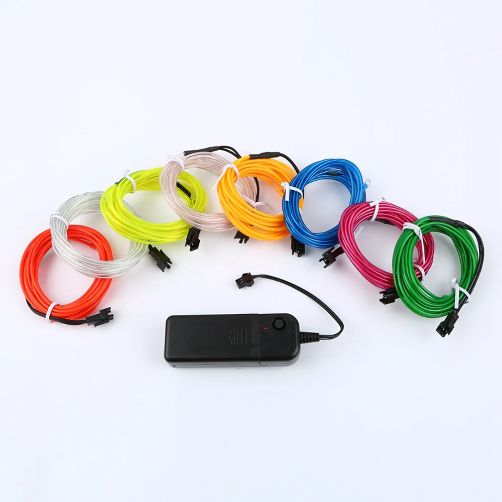1m 3m 5m Glow EL Wire LED Neon Light Flexible 3V AA Battery powered LED Rope Tube Sewable Tagled Lamp Clothing Dance Car Decor - Image 4