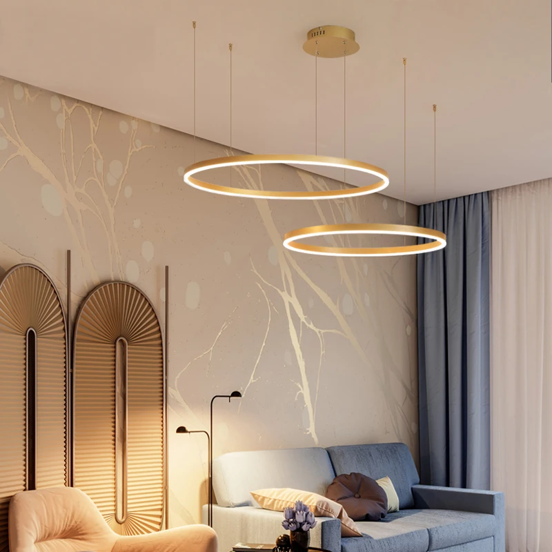 2024 Modern Led Chandelier Home Lighting Brushed Rings Ceiling Mounted Chandelier Lighting Hanging Lamp Gold&Coffee color - Image 3