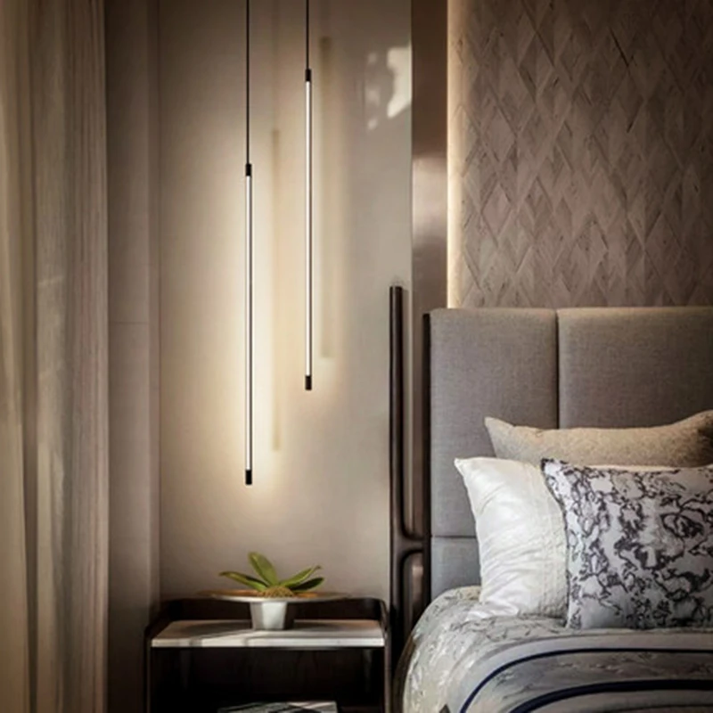 Gold/Black Modern LED Pendant lights for Bedroom nightstand Dinning Room Bar Minimalist Hanging Pendant lamp Ac110-220V