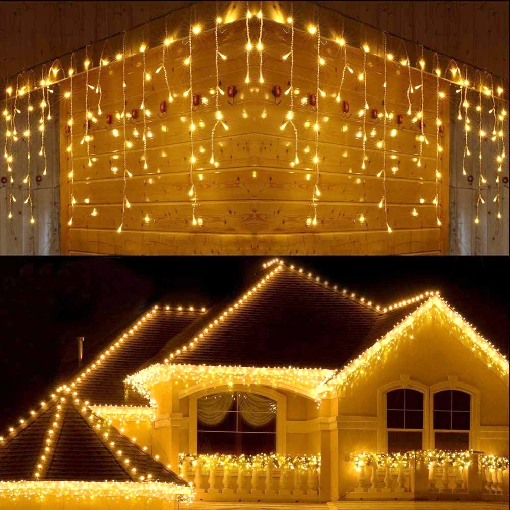 5M Waterproof Outdoor Christmas Light Droop 0.4-0.6m Led Curtain Icicle String Lights Garden Mall Eaves Decorative Lights - Image 6