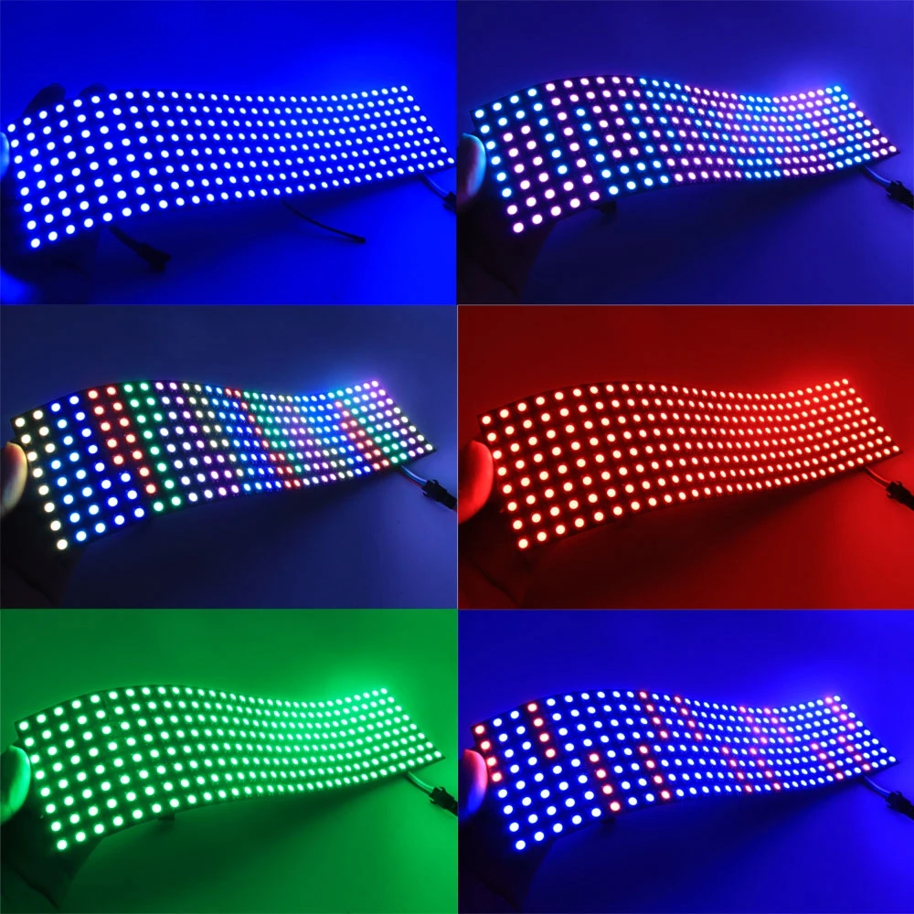 WS2812B RGB LED Digital Flexible Individually Addressable Panel Light WS2812 8x8 16x16 8x32 Module Matrix Screen DC5V - Image 6