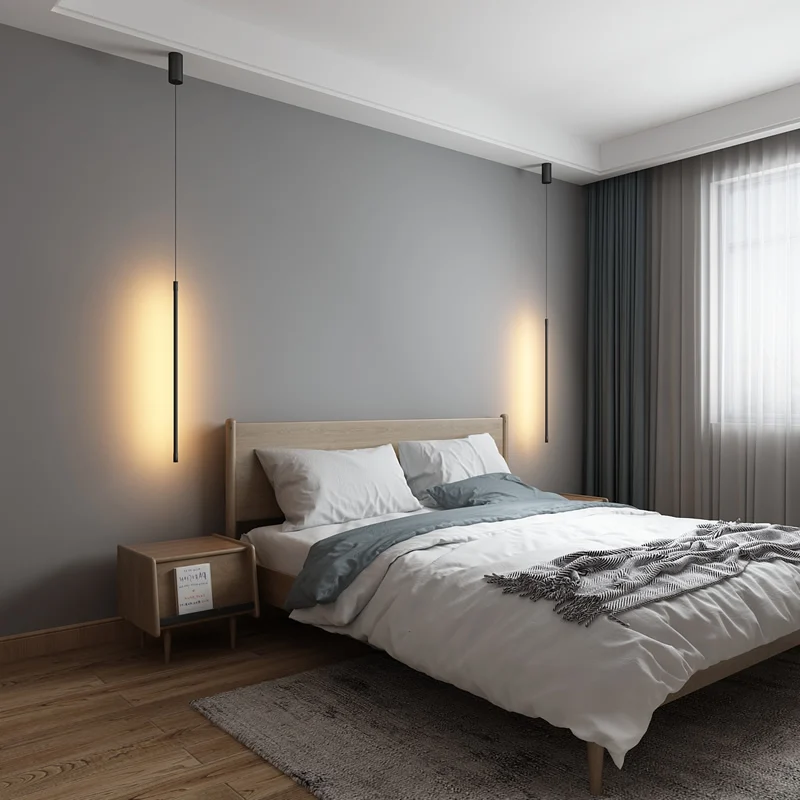 Gold/Black Modern LED Pendant lights for Bedroom nightstand Dinning Room Bar Minimalist Hanging Pendant lamp Ac110-220V - Image 2