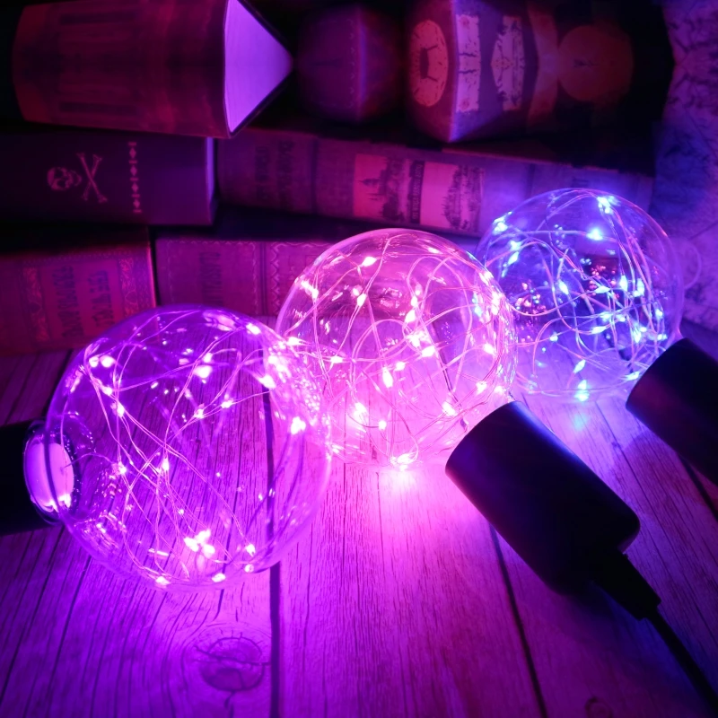 LED Edison String Night Light Bulb E27 110V 220V G95 Colorful Round Globe Glass RGB Copper Wire Bulb Home Decor Holiday Lamp - Image 5