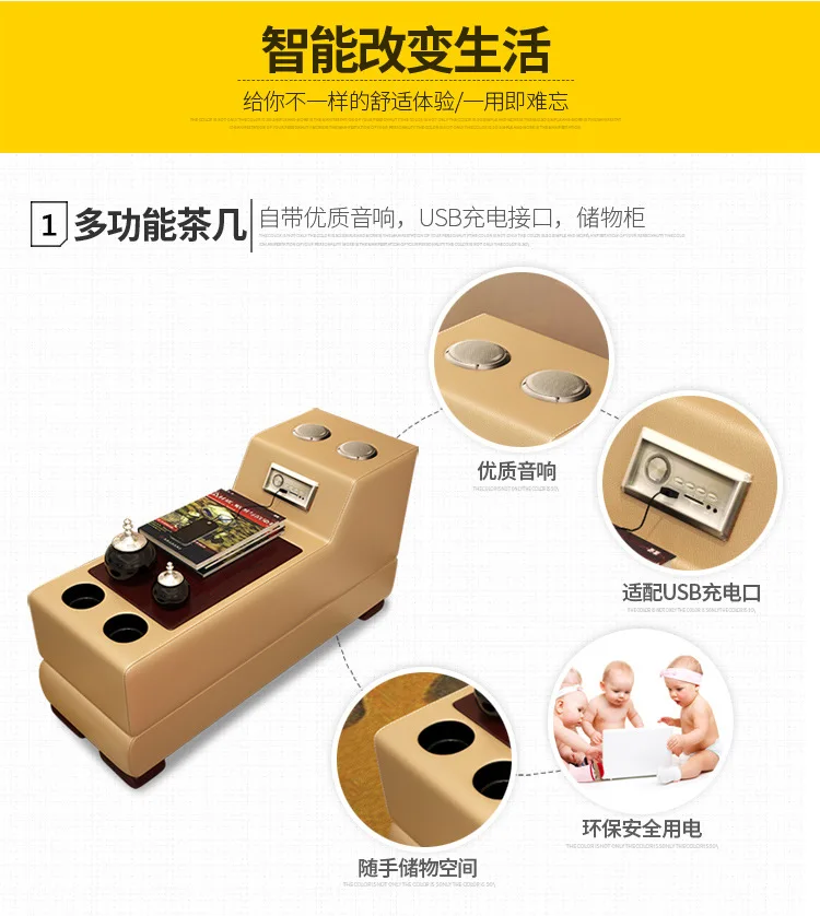 Living Room Sofa set furniture real genuine cow leather sofa recliner speaker bluetooth puff asiento muebles de sala canape cama - Image 2
