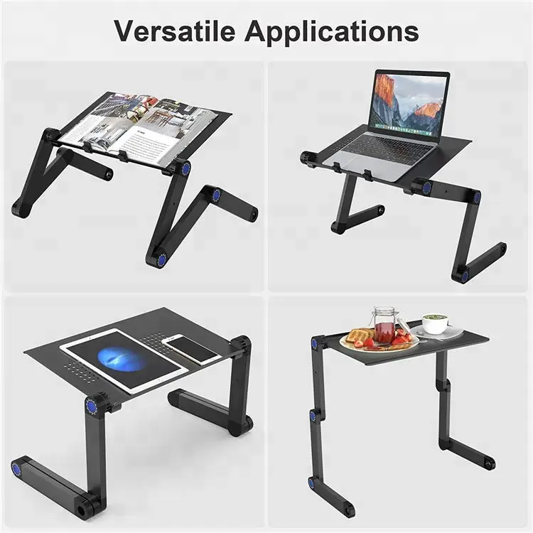 Adjustable Aluminum Computer PC Desk, Portable Laptop Table Stand, Home Bed, Office Laptop Holder with Mouse Pad, 360 Degree - Image 4