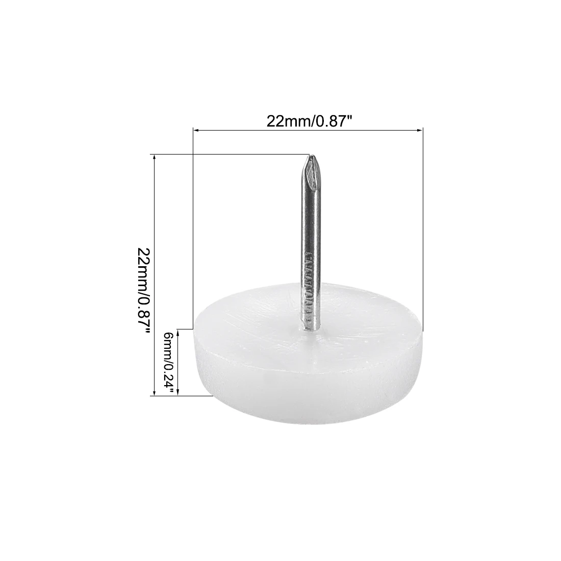 Uxcell 20/40/60/80pcs Furniture Feet Nail Plastic Glide Nails Chair Table Leg Protector Pads 16/20/22mm Diameter White - Image 3