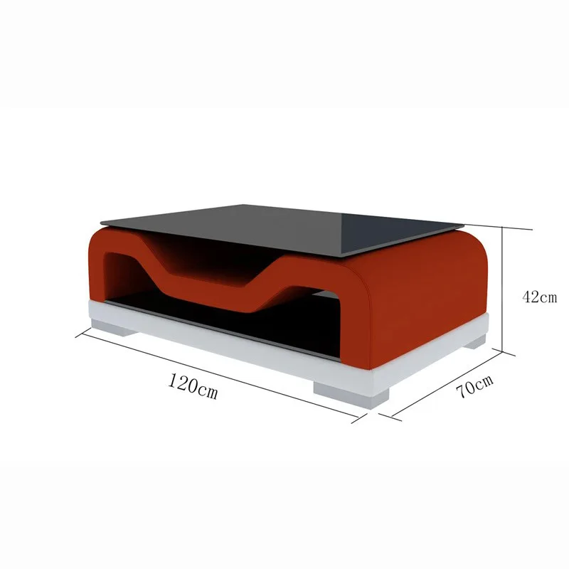 MANBAS Luxury Living Room Sofa Italian Genuine Leather Couch with Bluetooth Speaker, USB and LED Light + Coffee Table, TV Stand - Image 4