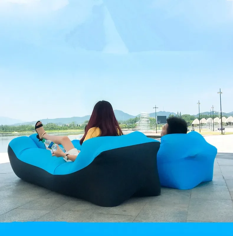 Air Lazy Inflatable Sofa Portable Outdoor Beach Air Sofa Sleeping Bag Bed Oxford Cloth 240x70cm