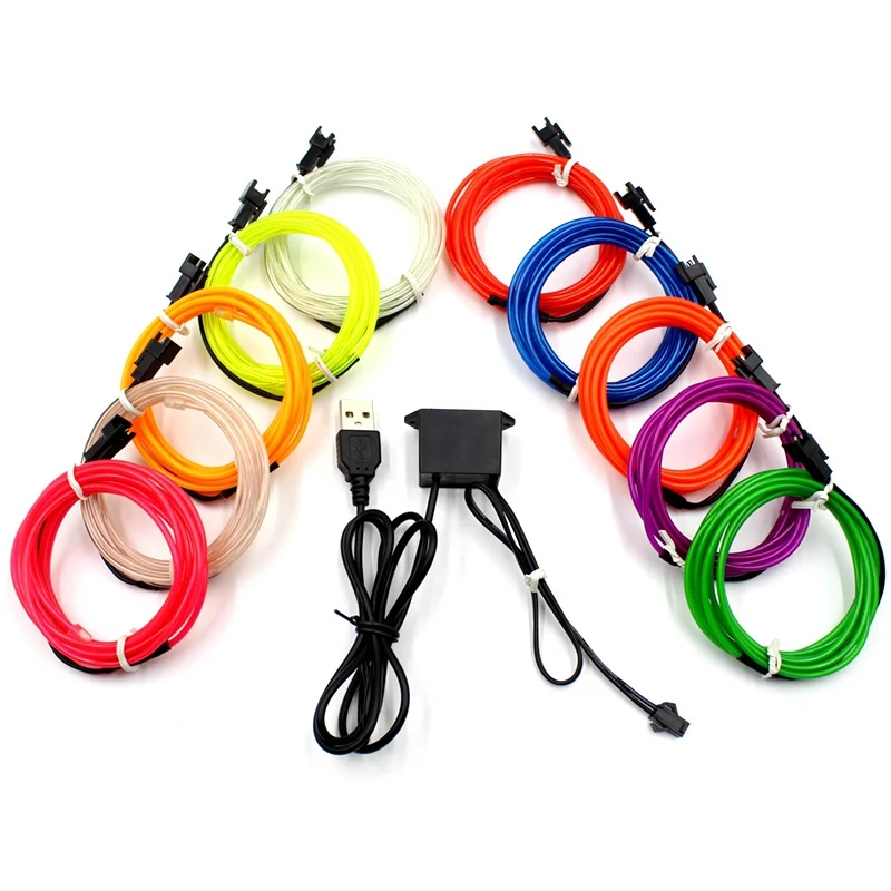 EL Wire 1 2 3 5 10M Flexible Neon Light Led Strip Soft Electroluminescent Wire Part Halloween Christmas Bike Clothing Decoration - Image 4