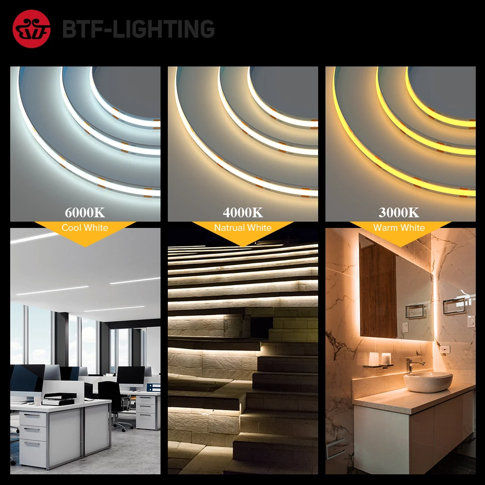 FCOB LED Strip Light 336 480 528 LED High Density Flexible FOB COB Led Light RA90 Warm Nature Cool White Linear Dimmable 12V 24V - Image 3