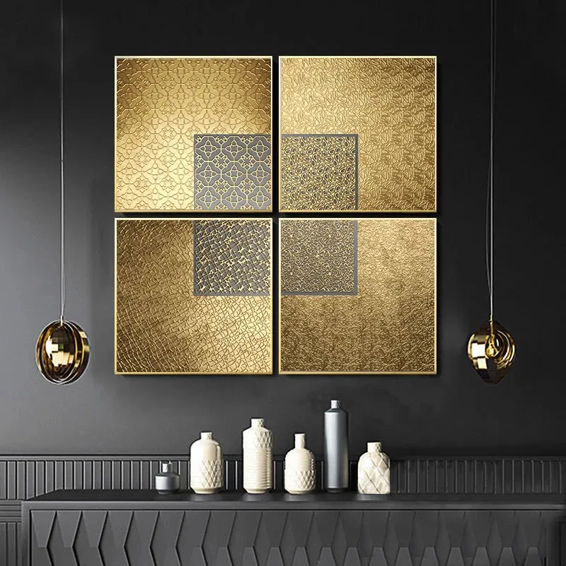 Modern Luxury Nordic Posters Abstract Wall Art Geometric Abstract Gold Canvas Painting for Bedroom Living Room Decor Picture