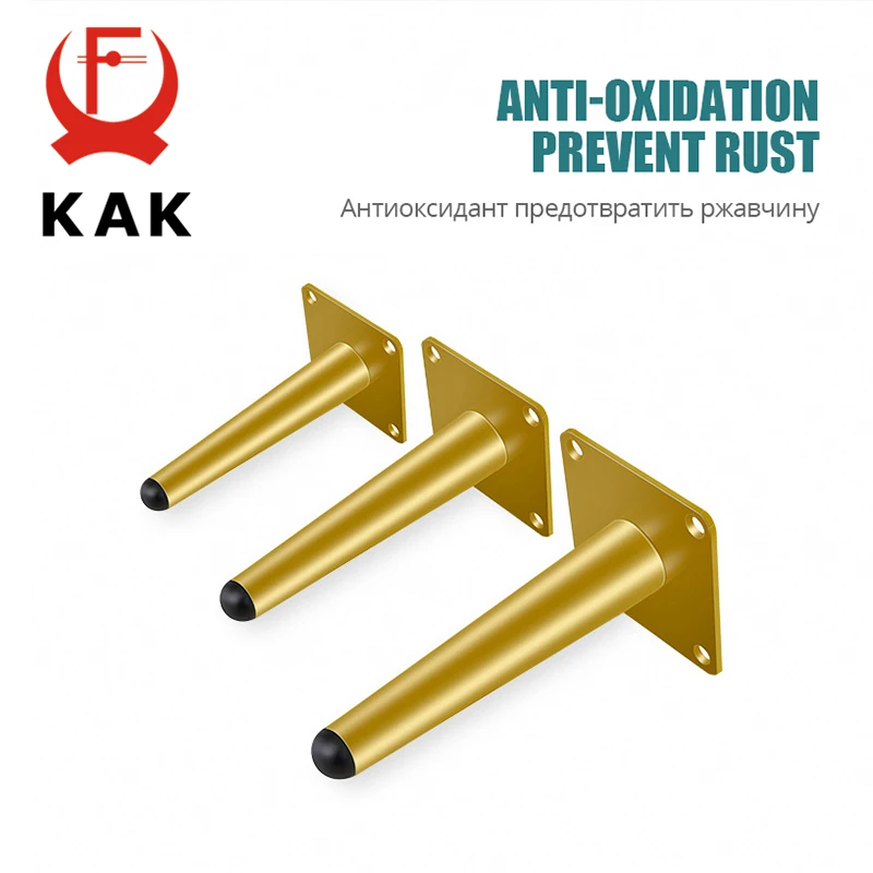 KAK 4pcs Gold Furniture Legs Black Cold Rolled Steel Table Feet Sofa Bed Leg Replacement 800KG Heavy Duty Furniture Hardware - Image 5