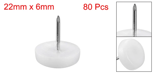 Uxcell 20/40/60/80pcs Furniture Feet Nail Plastic Glide Nails Chair Table Leg Protector Pads 16/20/22mm Diameter White - Image 2