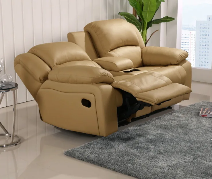 Antique European Creative cow real genuine leather chair single living room sofa chairs swivel chair functional chair recliner - Image 4