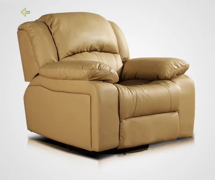 Antique European Creative cow real genuine leather chair single living room sofa chairs swivel chair functional chair recliner - Image 3
