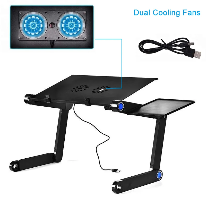Adjustable Aluminum Computer PC Desk, Portable Laptop Table Stand, Home Bed, Office Laptop Holder with Mouse Pad, 360 Degree - Image 5