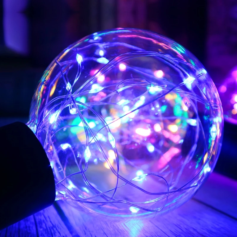 LED Edison String Night Light Bulb E27 110V 220V G95 Colorful Round Globe Glass RGB Copper Wire Bulb Home Decor Holiday Lamp - Image 6