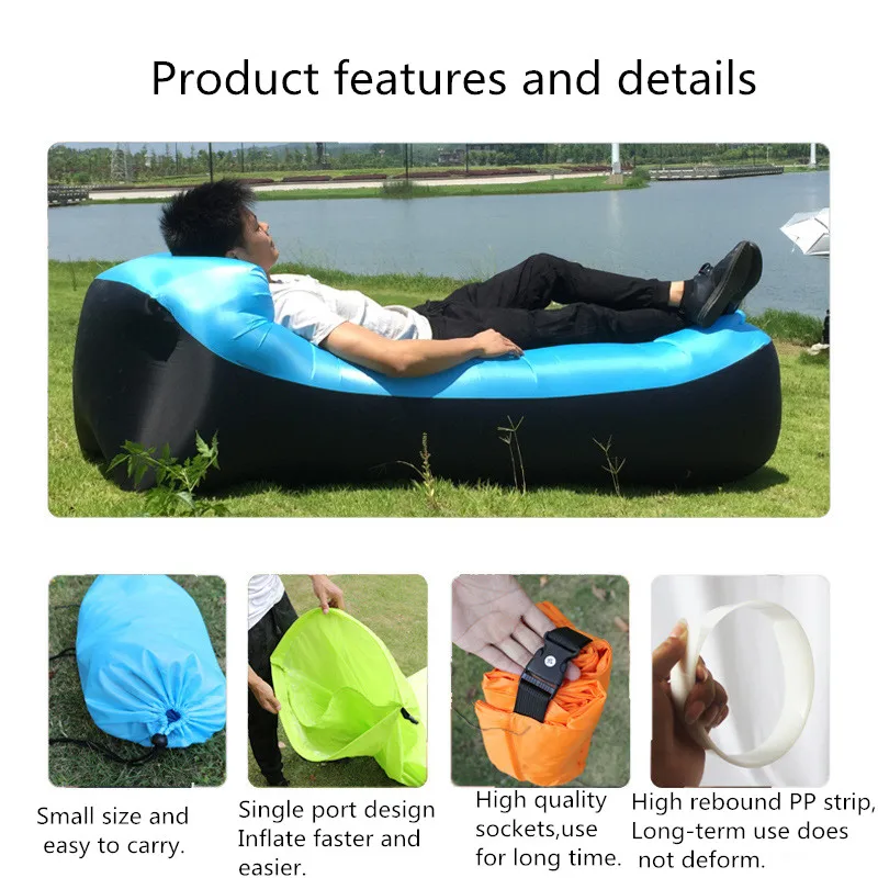 Air Lazy Inflatable Sofa Portable Outdoor Beach Air Sofa Sleeping Bag Bed Oxford Cloth 240x70cm - Image 5