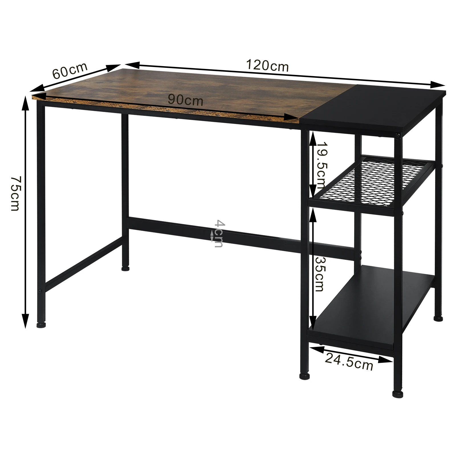 Office Desk Computer Work Table Laptop Stand with Side Shelf 120x60x75cm PC Game Table For Office Furniture Bedroom Decoration - Image 6