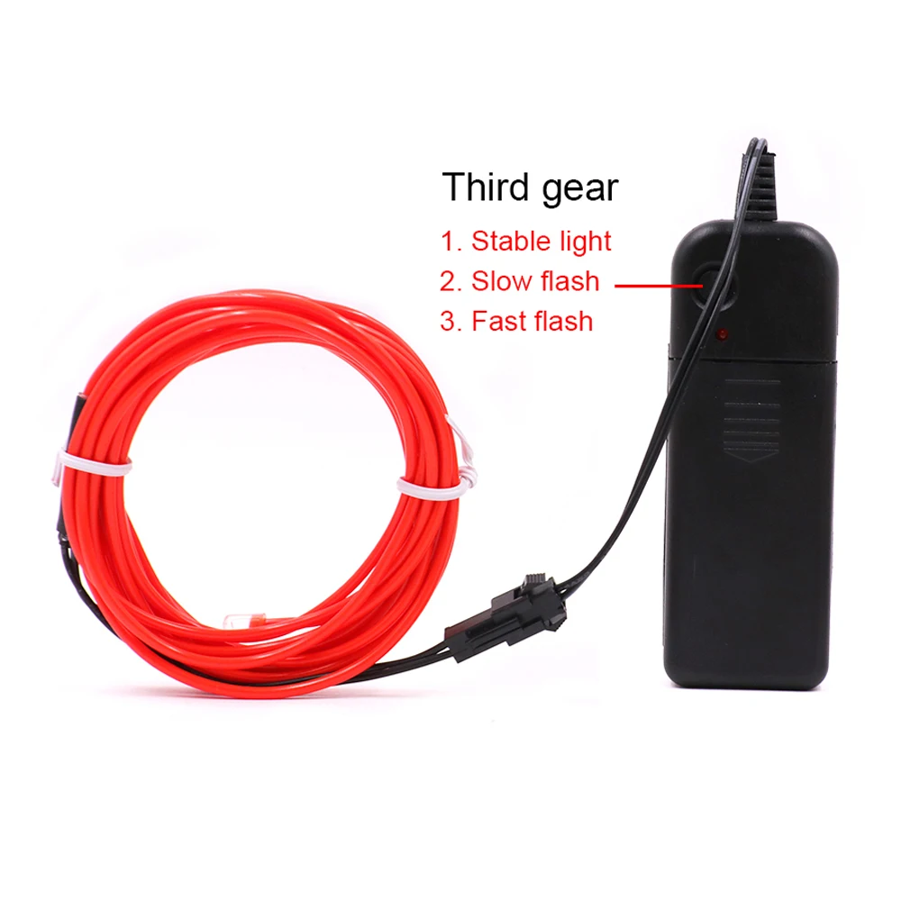 1m 3m 5m Glow EL Wire LED Neon Light Flexible 3V AA Battery powered LED Rope Tube Sewable Tagled Lamp Clothing Dance Car Decor - Image 2