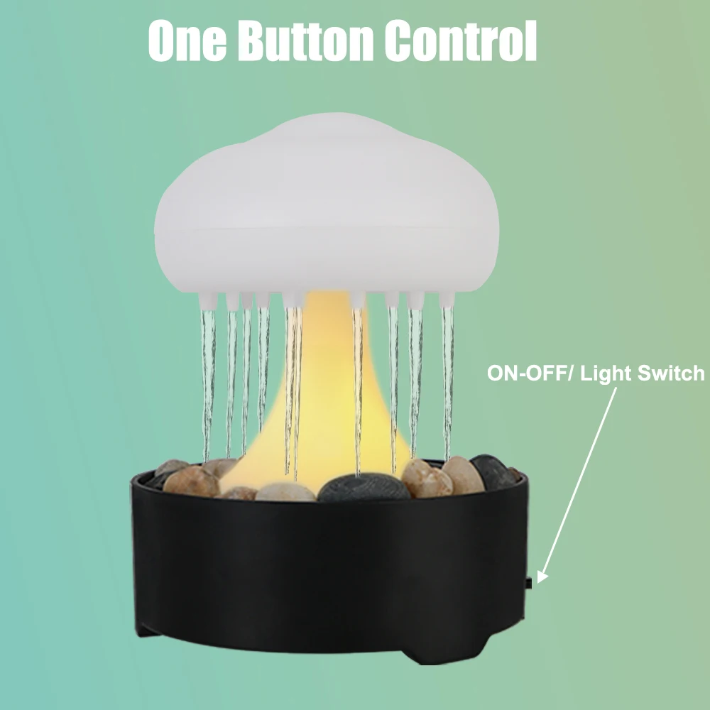 Fountain Light For Home Bedroom Electric Portable Warm White Lights Mushroom Lamp Rain Cloud Night Light Ambient Decorative - Image 6