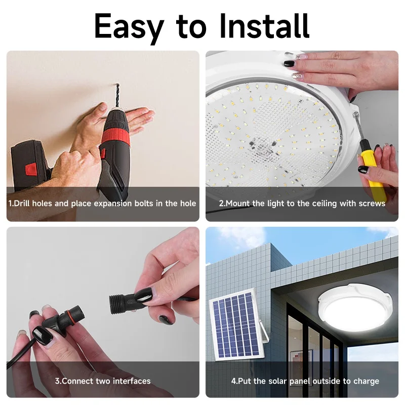 Solar Lights Home Indoor Ceiling Veranda Solar Power Lamp IP65 Waterproof Outdoor LED Top Solar Energy Interior Light Lamp - Image 3