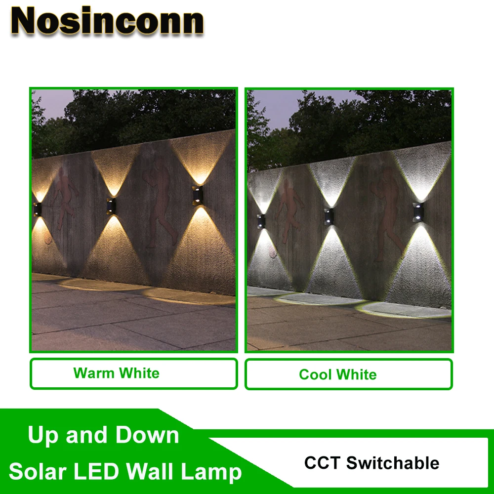 IP65 Solar Powered LED Outdoor Lighting Black ABS External Solar Lamp Warm White Cool White Selectable Up and Down Wall Llight - Image 3