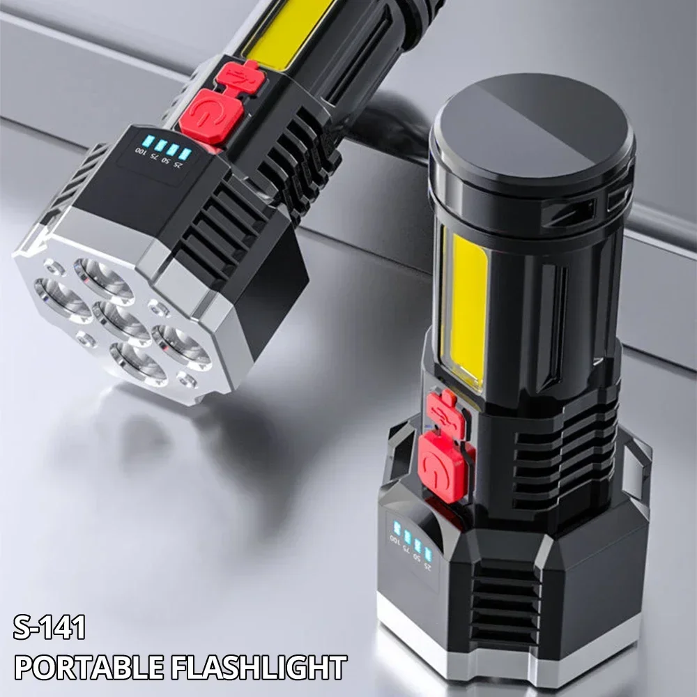 High Power Rechargeable Led Flashlights 7LED Camping Torch With Cob Side Light Lightweight Outdoor Lighting ABS Material - Image 6