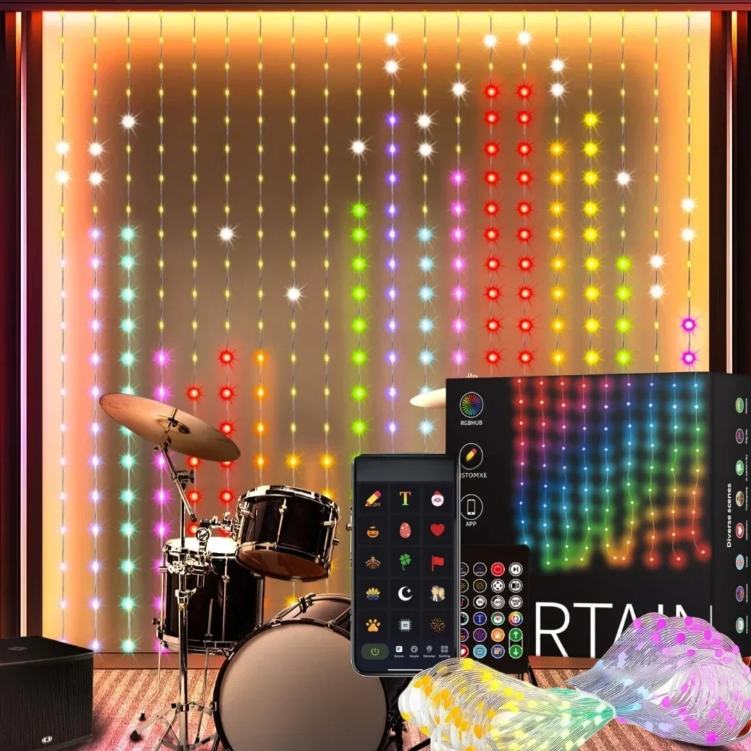 5V USB Led Smart Curtain Lights Bluetooth App LED String RGB Fairy Lights DIY PictureText Led Display Christmas Party Decoration - Image 5