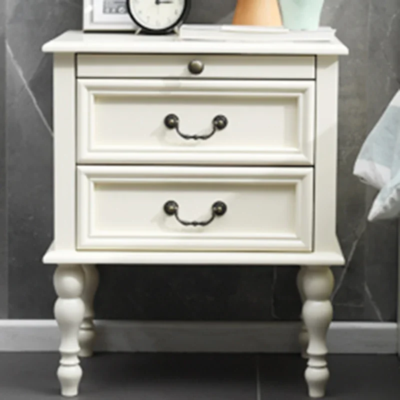 Vintage Solid Wood Nightstands Minimalist Handles Bedroom Mobile Nightstands Modern Small Apartment Mesitas De Noche Furniture - Image 2