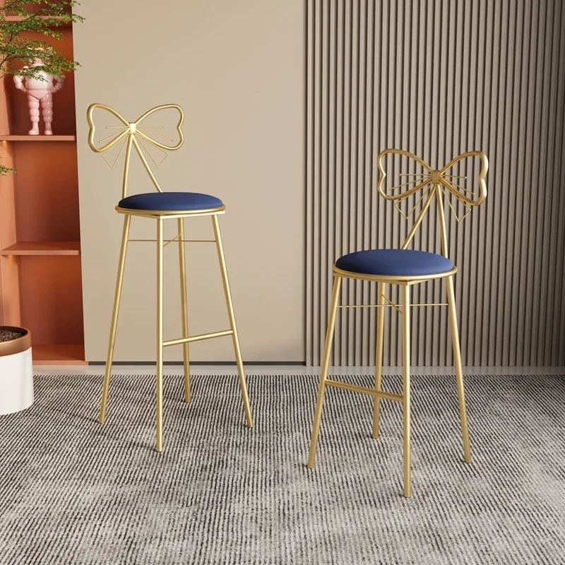 European Gold Bar Stool Luxury Metal Faux Leather Modern High Bar Chairs White Living Room Taburetes De Bar Home Furniture - Image 6