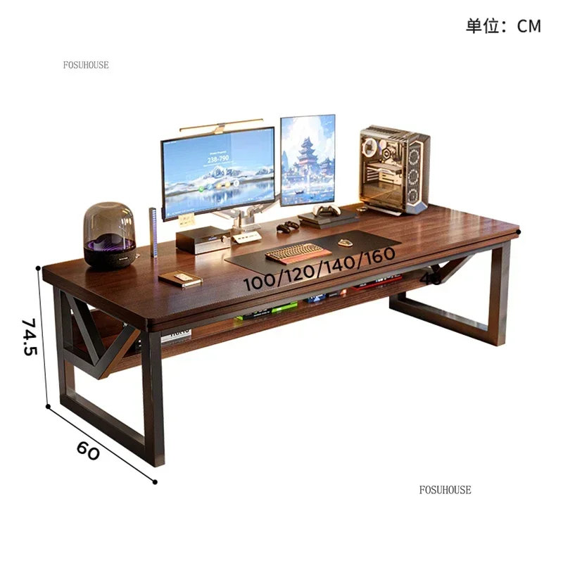 European Wooden Computer Desks Desktop Household Desk Rectangular Bedroom Double Table E-sports Gaming Table Simple Office Desks - Image 5