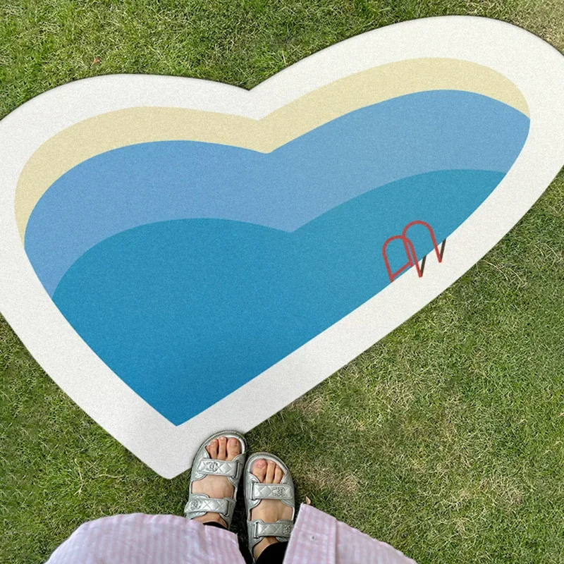 Cartoon Love Shape Soft Plush Floor Mat for Children, Bedside Rugs, Kids' Room Decor, Bedroom Carpet, Home Rug, Swimming Pool