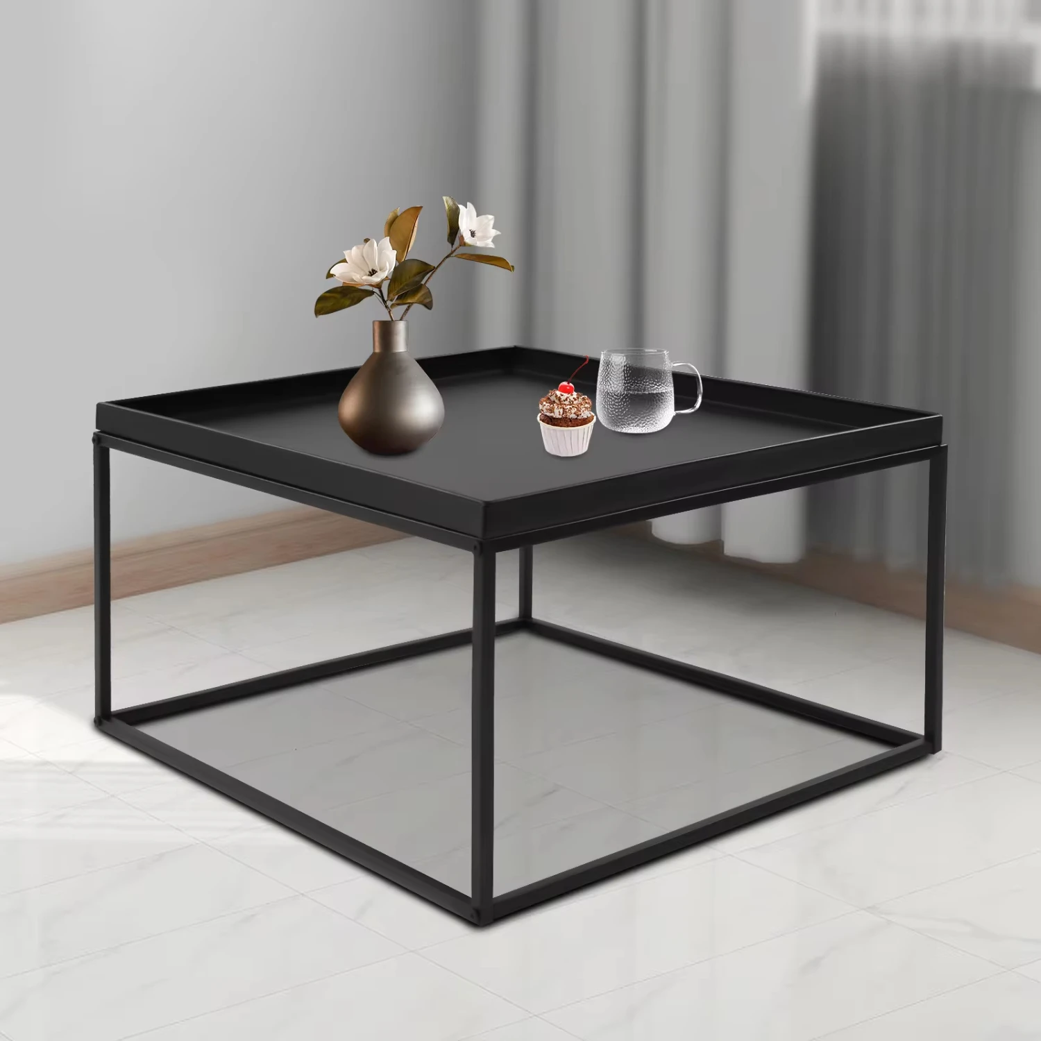 Tray Metal End Table Sofa Table Small Side Table Anti-Rust and Waterproof Outdoor and Indoor Snack Table Accent Coffee Table - Image 3