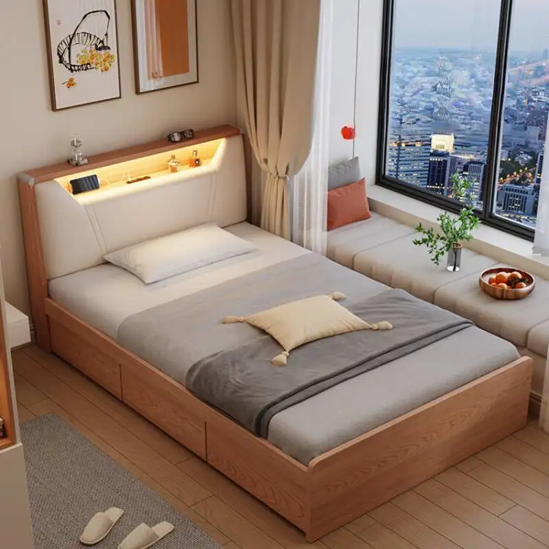 Pretty Bedroom Modern Bed Frame Storage Wooden Luxury House Twin Queen Bed Bases Full Size Camas Matrimonial Home Furniture