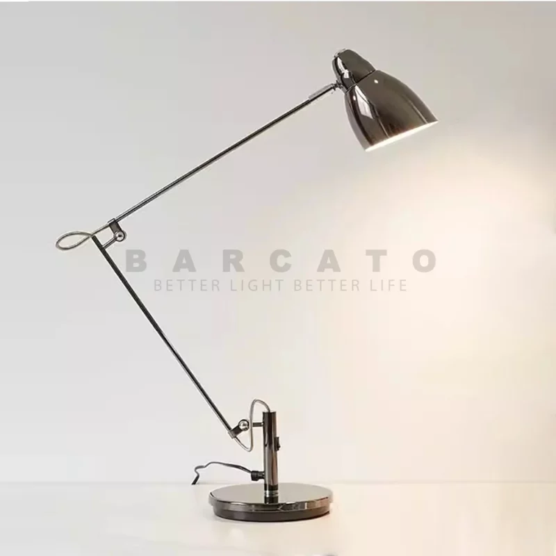 Modern Office Work Study Desk Lamp Swing Long Arm Flexible Adjustable Aluminum Sand Nickel E27 LED Reading Desktop Floor Lights