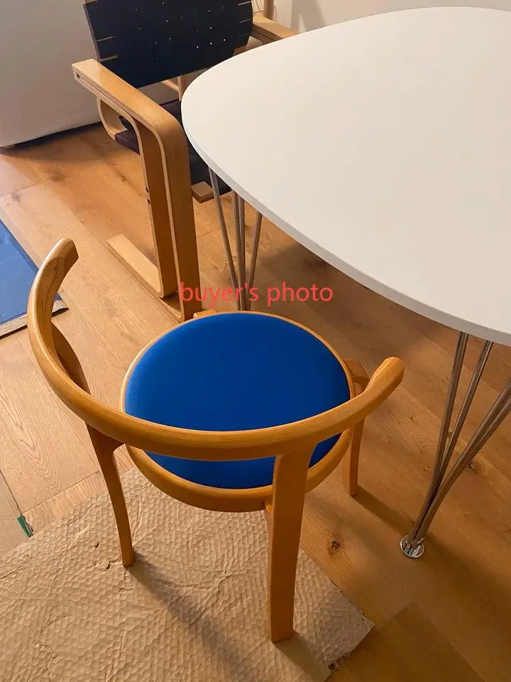 Magnus Denmark Olesen Nordic 8000 Series Red Beech Plywood Solid Wood Dining Stackable Vintage Curved Backrest Chair - Image 5