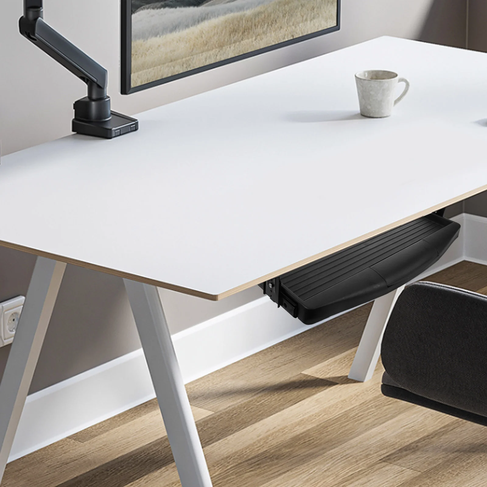 Drawers Slide Computer Keyboard Adjustable Stand Office Mouse Platform Tray With Pen Box Rotating Position Under Desk Storage - Image 4