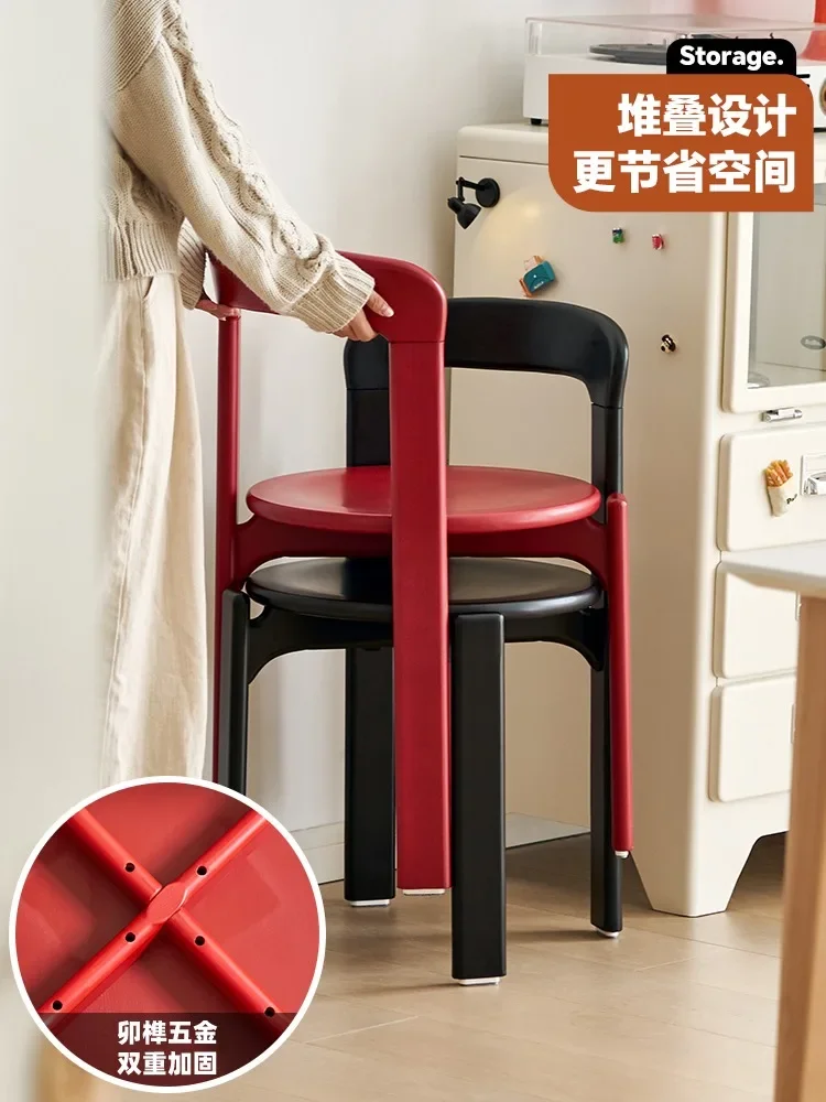 Nordic Rey Beech Solid Wood Dining Chairs Living Room Chairs Stackable Vintage Curved Backrest Swiss Chair Home Furniture - Image 4