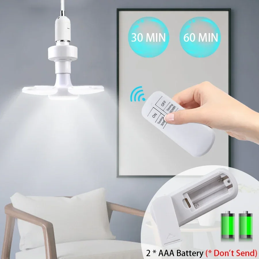 E27 LED Bulb Fan Blade Timing Lamp 220V 110V 28W 360°Foldable Led Industrial Light Bulb Lamp For Home Ceiling Light Garage Light - Image 4