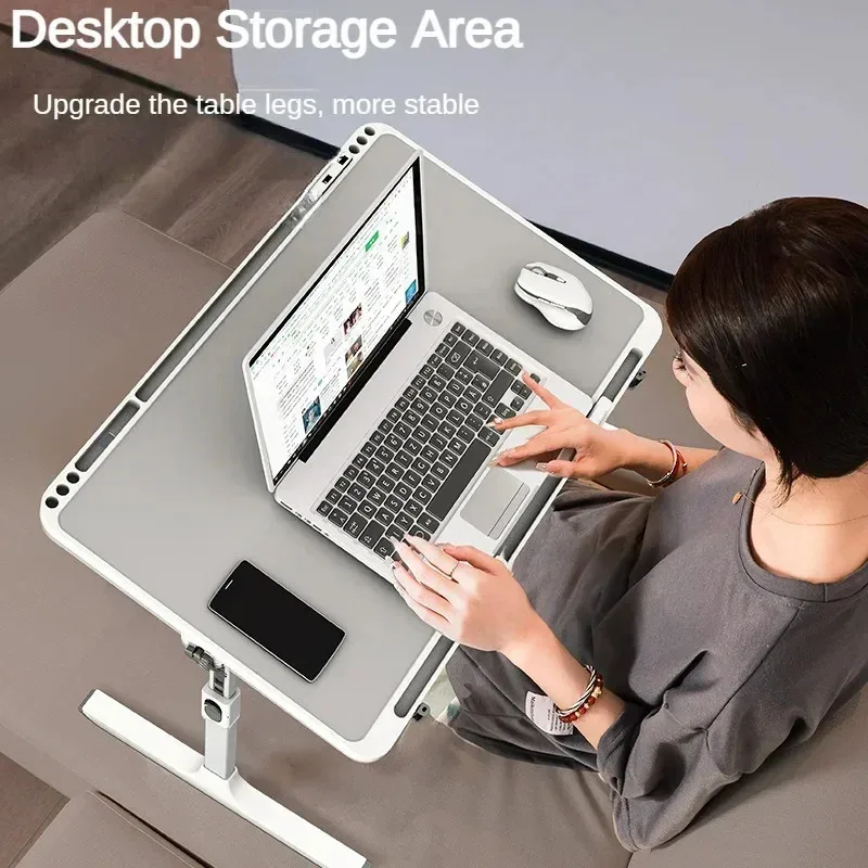 Foldable Lift Laptop Desk with Pen Holder, Gaming Desk with Radiator, Adjustable Reading Table, Bed Table for Breakfast Study - Image 2