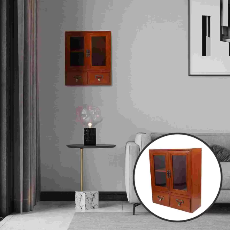 Wall Wooden Cabinet Countertop Storage Showcase Rural Furniture House Decoration Display for